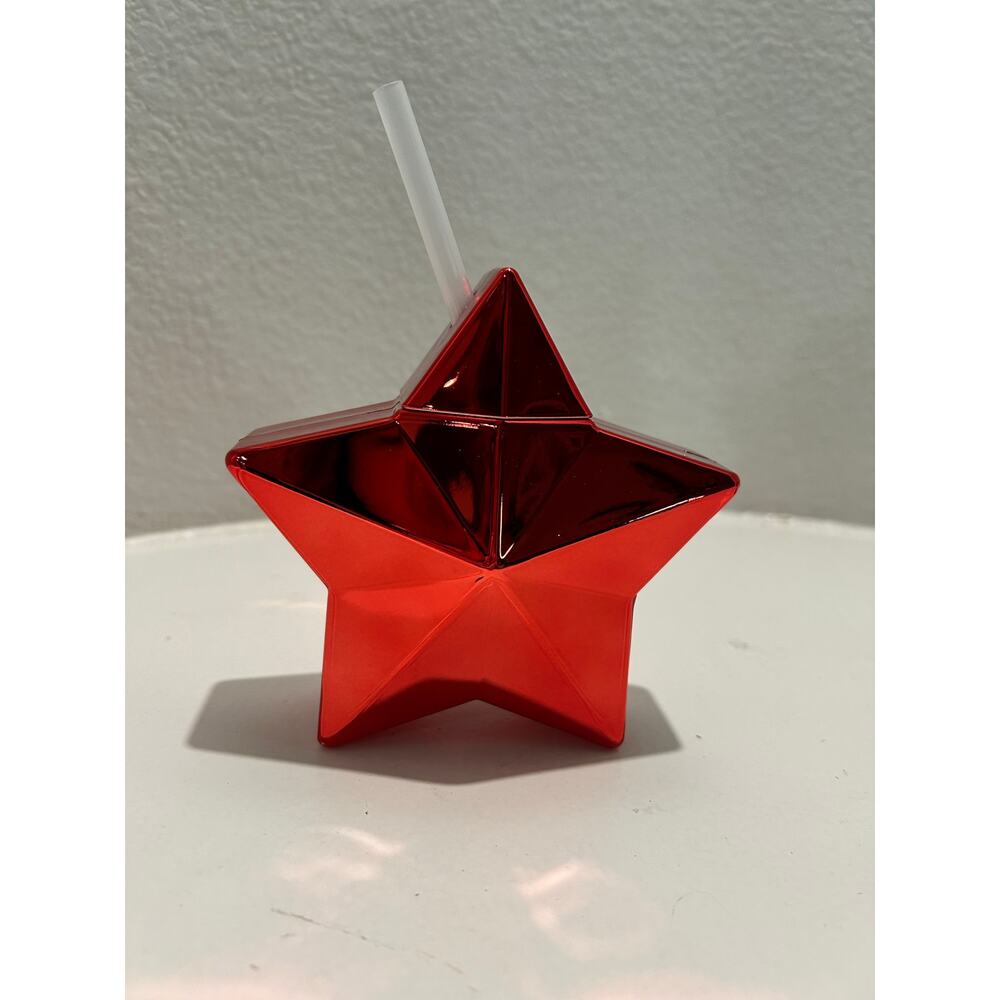 NOVELTY TUMBLER NWT Set of 3 Metallic Red Blue Silver with Straw - Picture 6 of 10